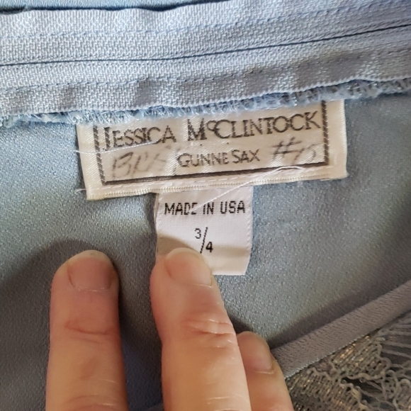 Jessica McClintock Gunne Sax Ice Blue Lace Dress - Picture 3 of 6